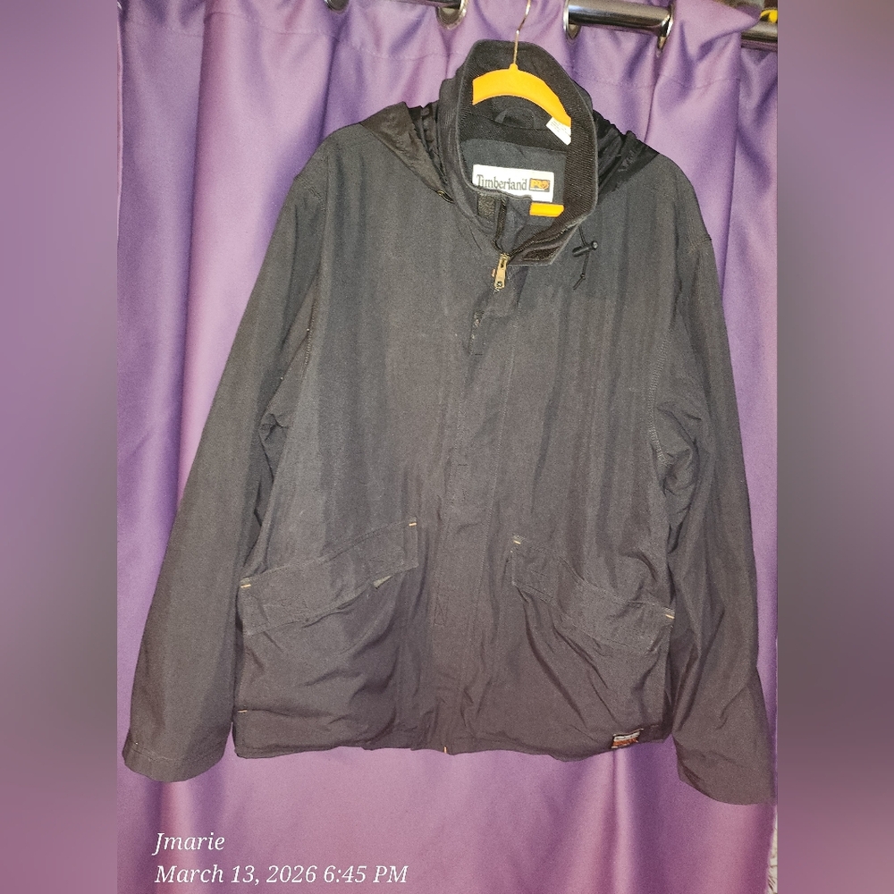 Timberland PRO Series Jacket Mens XL Black Hooded Workwear Outdoor Coat Nylon
